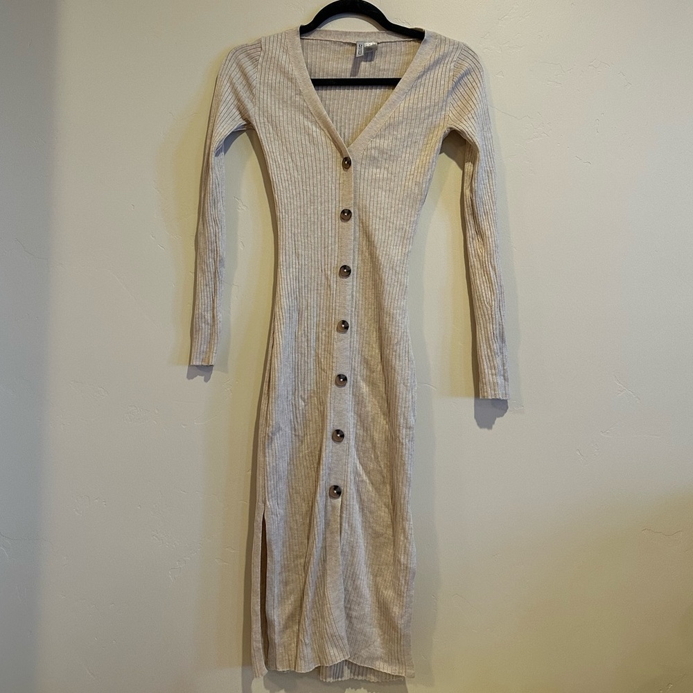 H&M Divided Ribbed Button Down Front Midi Dress